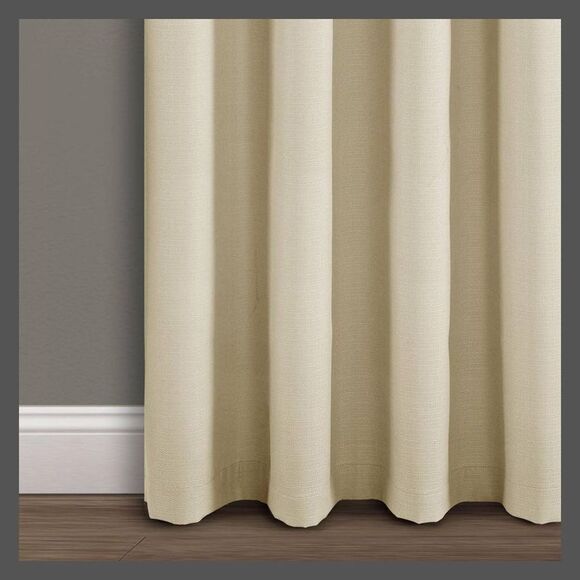 Lush Decor - 95"x52" Faux Linen Absolute Blackout Grommet Top S Beige - Picture 3 of 4